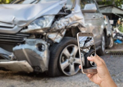 taking a picture of a car crash