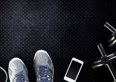 shoes and phone at gym