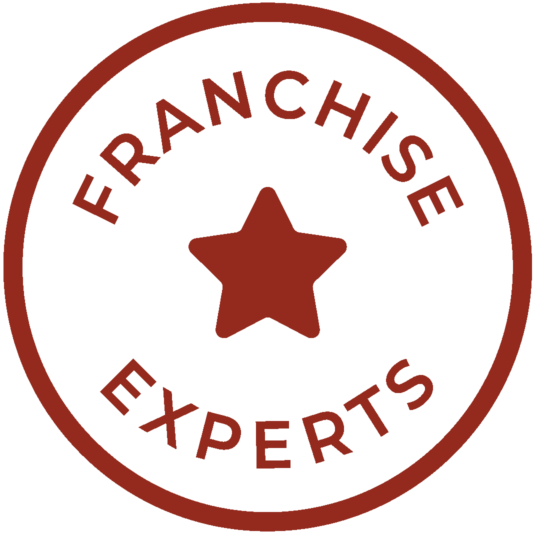 Red circular badge with the words "Franchise Experts" and a start in the middle.