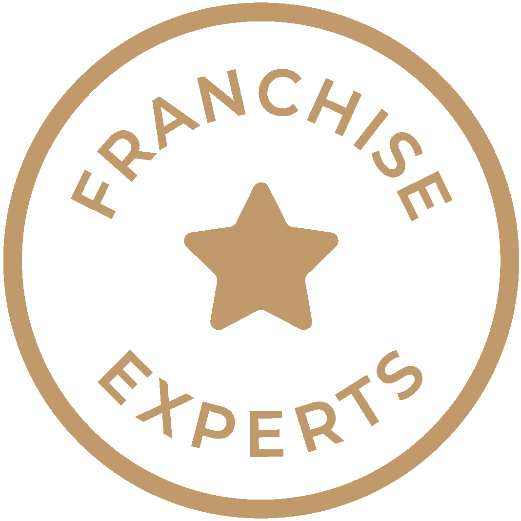 Tan colored circular badge with the words "Franchise Experts" in the middle.