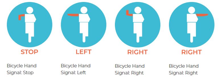 Hand signals for 2-wheeling operators